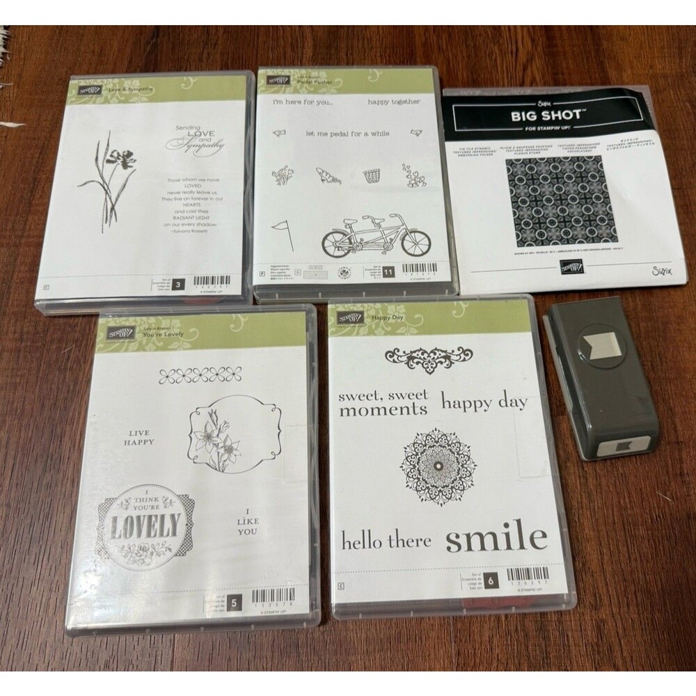 Stampin Up! Lot of 6 Assorted Photopolymer Cling Stamp Sets Punch And Big Shot